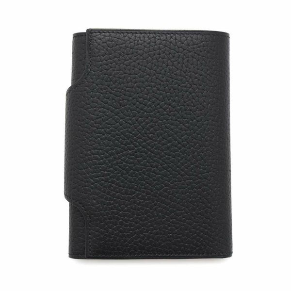 エルメス 二つ折り財布 イリアード コンパクト ブラック/シルバー金具 ヴァッシュ・ギャロップ・ドゥ・エルメス W刻印 黒