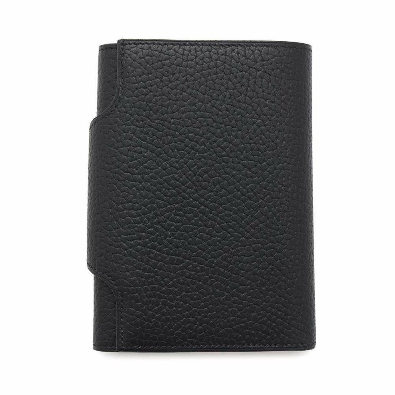 エルメス 二つ折り財布 イリアード コンパクト ブラック/シルバー金具 ヴァッシュ・ギャロップ・ドゥ・エルメス W刻印 黒