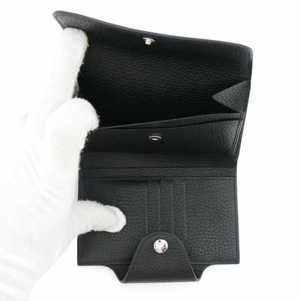 エルメス 二つ折り財布 イリアード コンパクト ブラック/シルバー金具 ヴァッシュ・ギャロップ・ドゥ・エルメス W刻印 黒