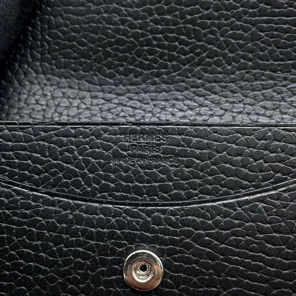 エルメス 二つ折り財布 イリアード コンパクト ブラック/シルバー金具 ヴァッシュ・ギャロップ・ドゥ・エルメス W刻印 黒