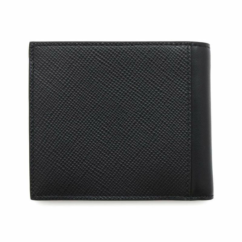 プラダ 二つ折り財布 サフィアーノ レザー ロゴPRADA 財布 メンズ 黒