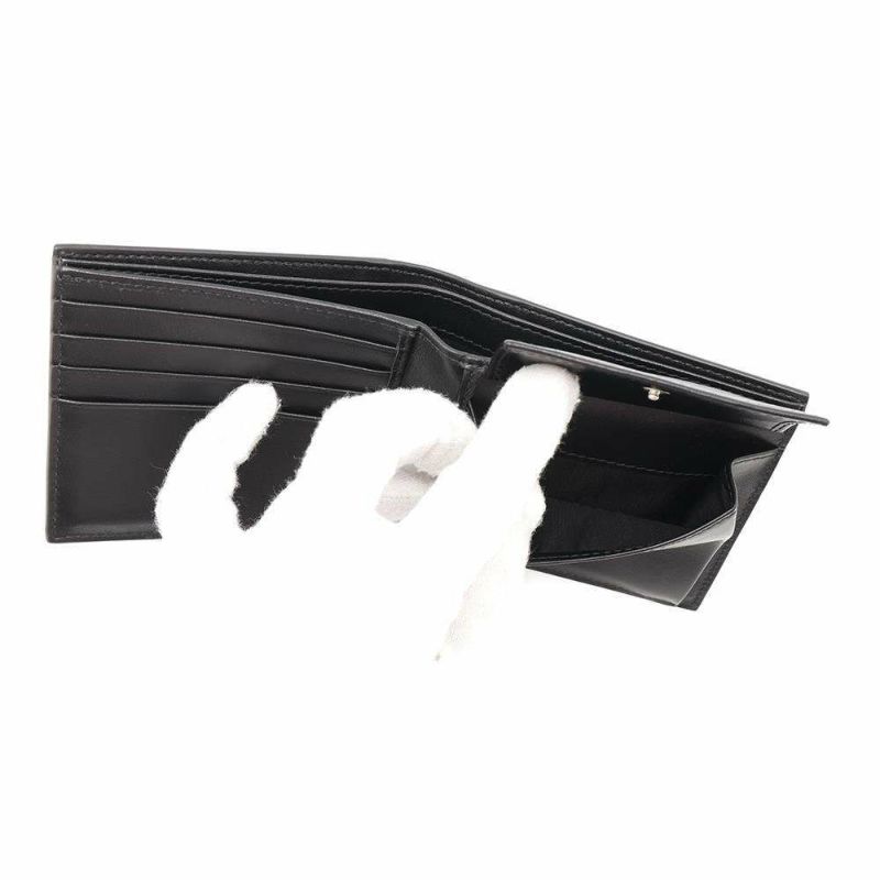 プラダ 二つ折り財布 サフィアーノ レザー ロゴPRADA 財布 メンズ 黒