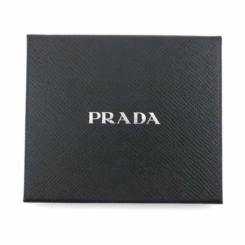 プラダ 二つ折り財布 サフィアーノ レザー ロゴPRADA 財布 メンズ 黒