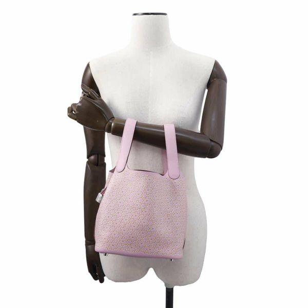 エルメス ハンドバッグ ピコタンロックPM ラッキーデイジー モーヴシルベストル/キュイーブル/ホワイト シルバー金具 スイフト U刻印