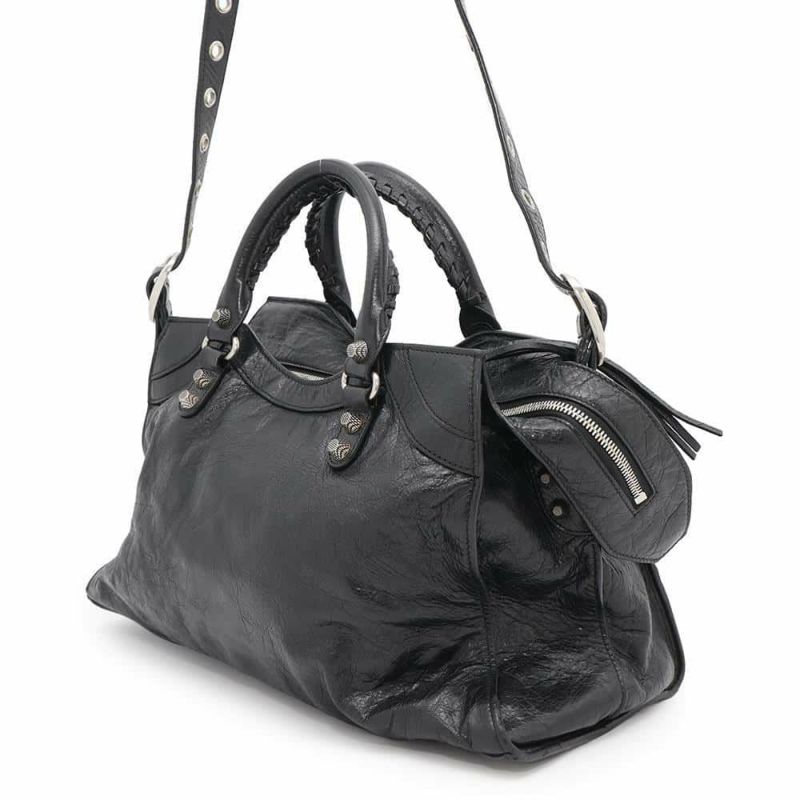 バレンシアガ ハンドバッグ ネオ カゴール シティ ヴィンテージ加工レザー 700451 BALENCIAGA 2way 黒