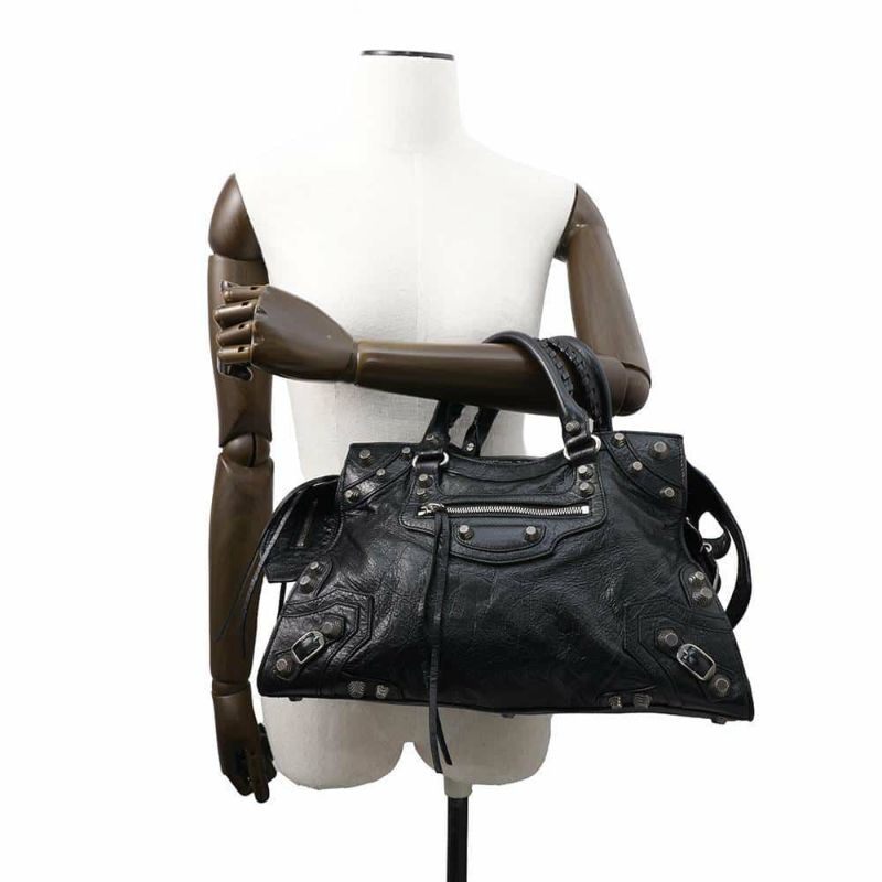 バレンシアガ ハンドバッグ ネオ カゴール シティ ヴィンテージ加工レザー 700451 BALENCIAGA 2way 黒