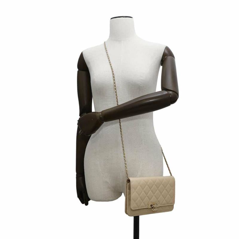 シャネル チェーンウォレット マトラッセ ココロック キャビアスキン A80766 CHANEL 財布