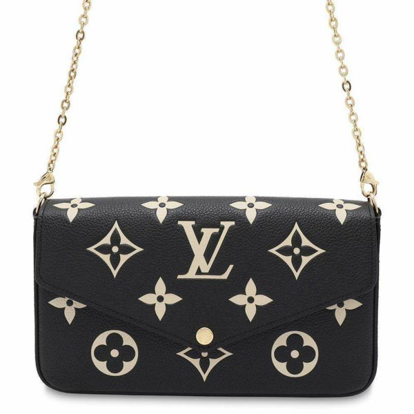 ルイヴィトン チェーンウォレット バイカラー モノグラム・アンプラント ポシェット・フェリシー M80482 黒 ブラック