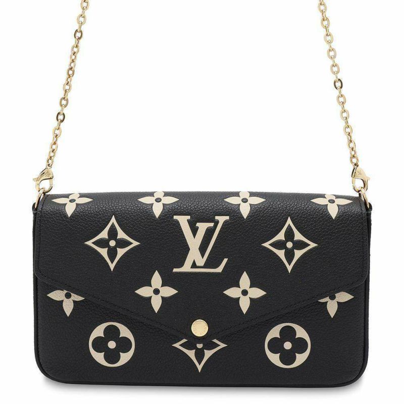 ルイヴィトン チェーンウォレット バイカラー モノグラム・アンプラント ポシェット・フェリシー M80482 黒 ブラック