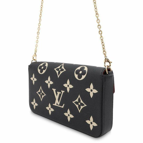 ルイヴィトン チェーンウォレット バイカラー モノグラム・アンプラント ポシェット・フェリシー M80482 黒 ブラック