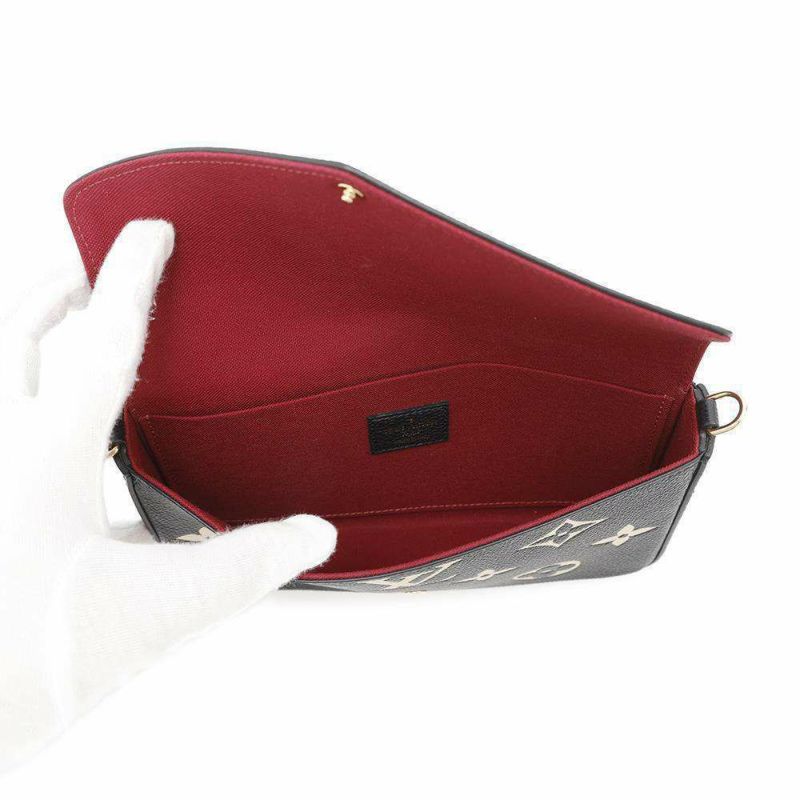 ルイヴィトン チェーンウォレット バイカラー モノグラム・アンプラント ポシェット・フェリシー M80482 黒 ブラック