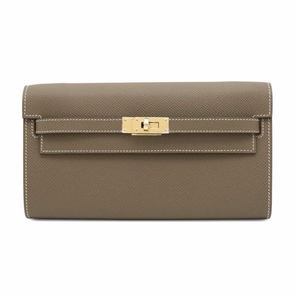 エルメス ケリーウォレット ロング トゥーゴー エトゥープ/ゴールド金具 エプソン W刻印 財布