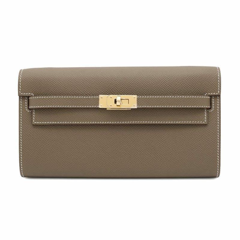 エルメス ケリーウォレット ロング トゥーゴー エトゥープ/ゴールド金具 エプソン W刻印 財布