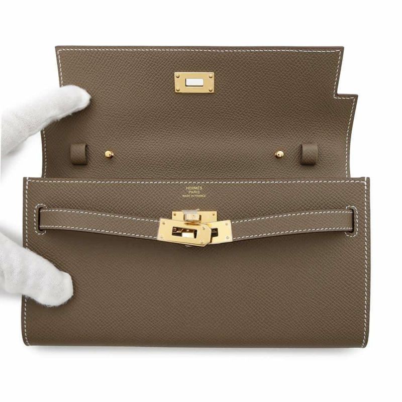 エルメス ケリーウォレット ロング トゥーゴー エトゥープ/ゴールド金具 エプソン W刻印 財布