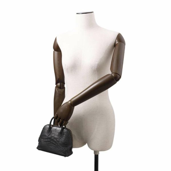 エルメス ボリード1923 ミニ ブラック/ゴールド金具 アリゲーターマット B刻印 2wayショルダー 黒