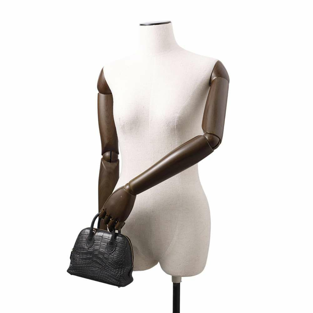 エルメス ボリード1923 ミニ ブラック/ゴールド金具 アリゲーターマット B刻印 2wayショルダー 黒