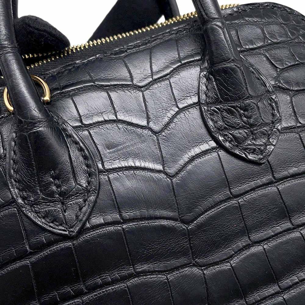 エルメス ボリード1923 ミニ ブラック/ゴールド金具 アリゲーターマット B刻印 2wayショルダー 黒