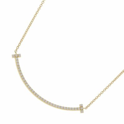 ティファニー ネックレス Tスマイル ペンダント スモール ダイヤモンド 計約0.10ct K18YG 63058777 Tiffany&Co. ジュエリー 安心保証