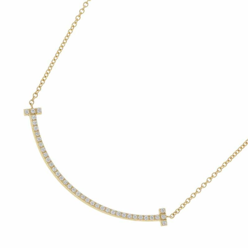 ティファニー ネックレス Tスマイル ペンダント スモール ダイヤモンド 計約0.10ct K18YG 63058777 Tiffany&Co. ジュエリー