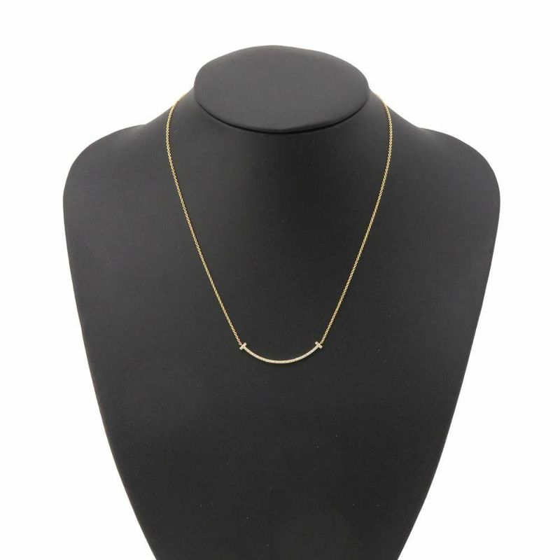 ティファニー ネックレス Tスマイル ペンダント スモール ダイヤモンド 計約0.10ct K18YG 63058777 Tiffany&Co. ジュエリー