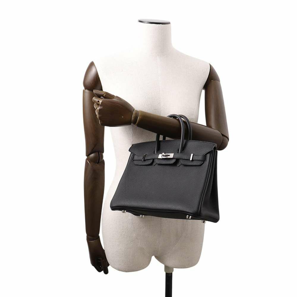 エルメス バーキン25 ブラック/シルバー金具 トゴ C刻印 HERMES Birkin ハンドバッグ 黒