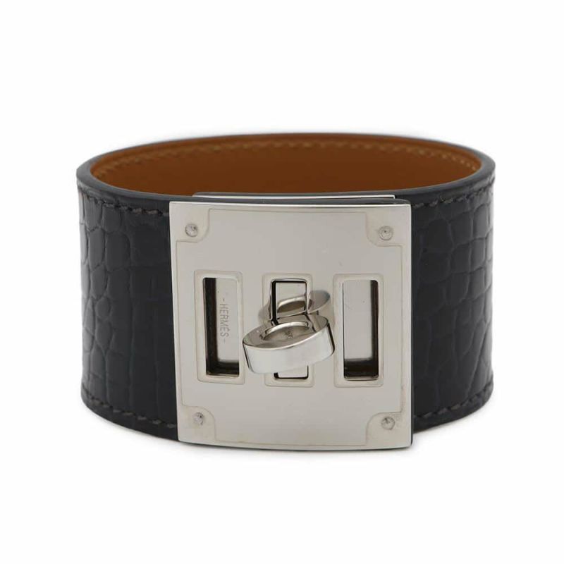 エルメス ブレスレット ケリードッグ ブルーマリン/シルバー金具 アリゲーター T刻印 HERMES アクセサリー