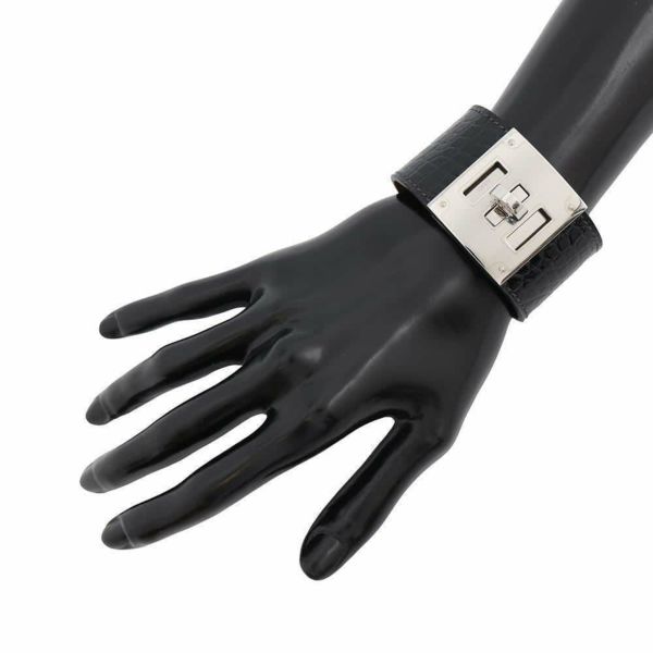 エルメス ブレスレット ケリードッグ ブルーマリン/シルバー金具 アリゲーター T刻印 HERMES アクセサリー