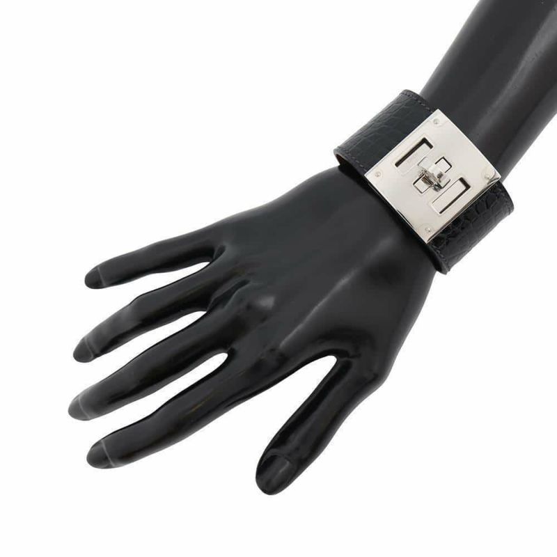 エルメス ブレスレット ケリードッグ ブルーマリン/シルバー金具 アリゲーター T刻印 HERMES アクセサリー