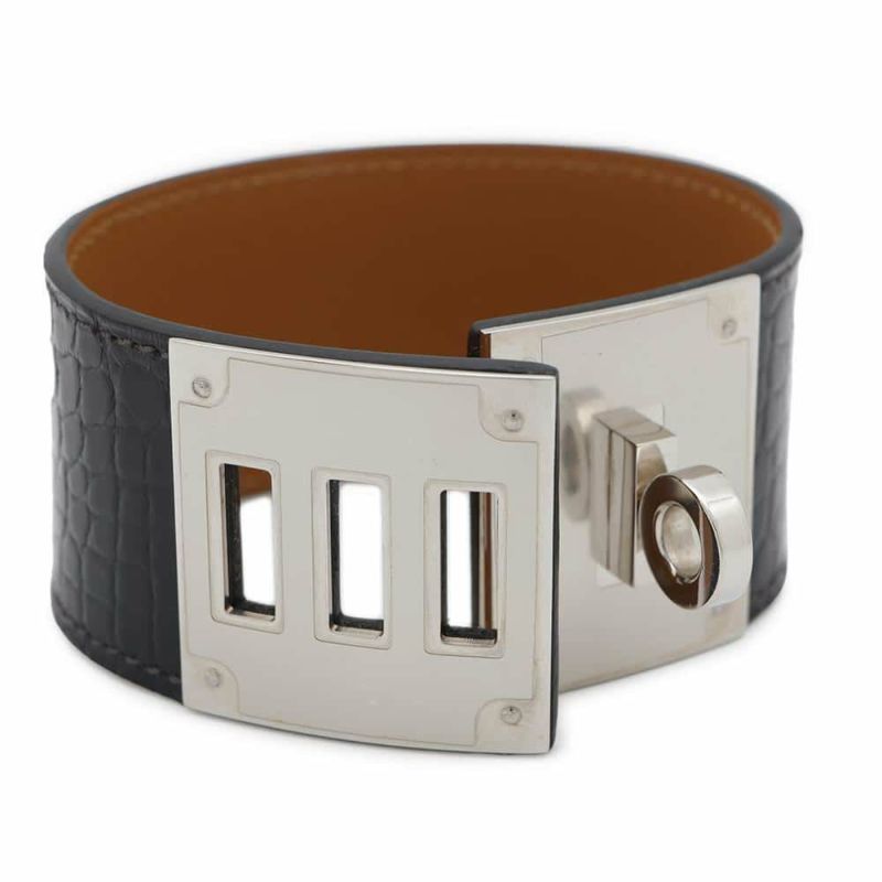 エルメス ブレスレット ケリードッグ ブルーマリン/シルバー金具 アリゲーター T刻印 HERMES アクセサリー