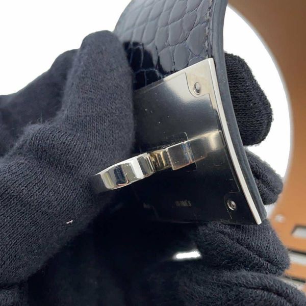 エルメス ブレスレット ケリードッグ ブルーマリン/シルバー金具 アリゲーター T刻印 HERMES アクセサリー