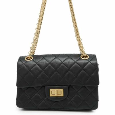 シャネル チェーンショルダーバッグ マトラッセ 2.55 ミニ エイジドカーフレザー AS0874 CHANEL 黒 安心保証