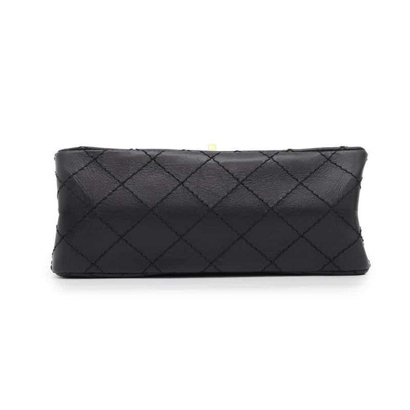 シャネル チェーンショルダーバッグ マトラッセ 2.55 ミニ エイジドカーフレザー AS0874 CHANEL 黒