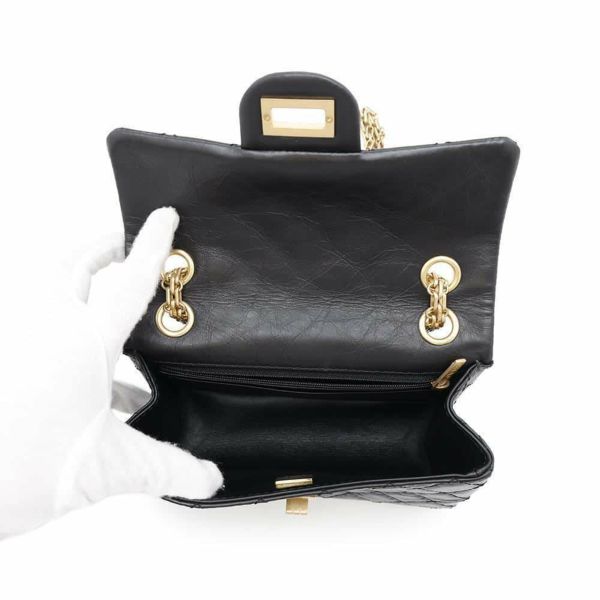 シャネル チェーンショルダーバッグ マトラッセ 2.55 ミニ エイジドカーフレザー AS0874 CHANEL 黒