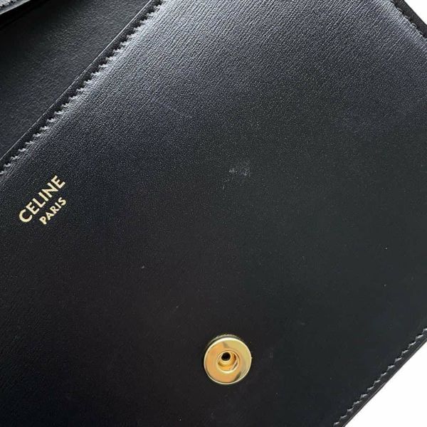 セリーヌ チェーンウォレット トリオンフ シャイニーカーフレザー 10L033DPV CELINE 黒