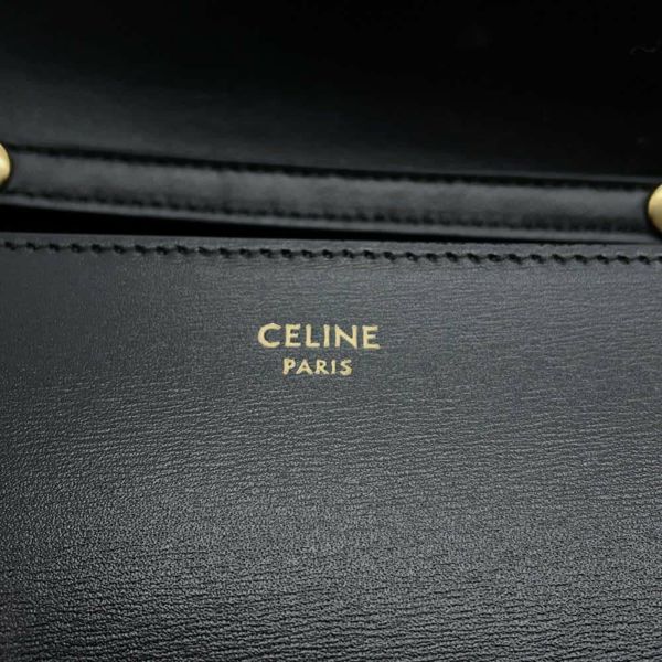 セリーヌ チェーンウォレット トリオンフ シャイニーカーフレザー 10L033DPV CELINE 黒