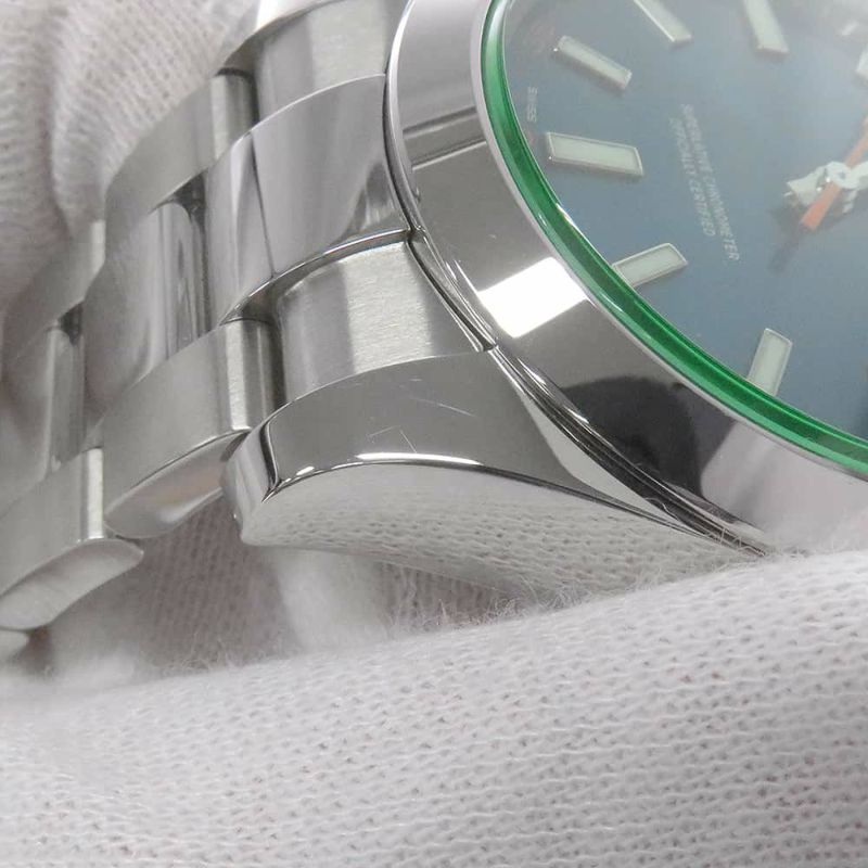 ロレックス ミルガウス グリーンガラス ランダムシリアル ルーレット 116400GV ROLEX 腕時計 Zブルー文字盤