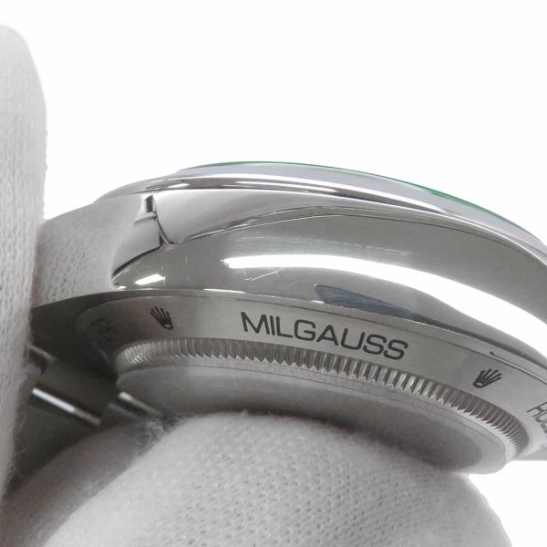 ロレックス ミルガウス グリーンガラス ランダムシリアル ルーレット 116400GV ROLEX 腕時計 Zブルー文字盤