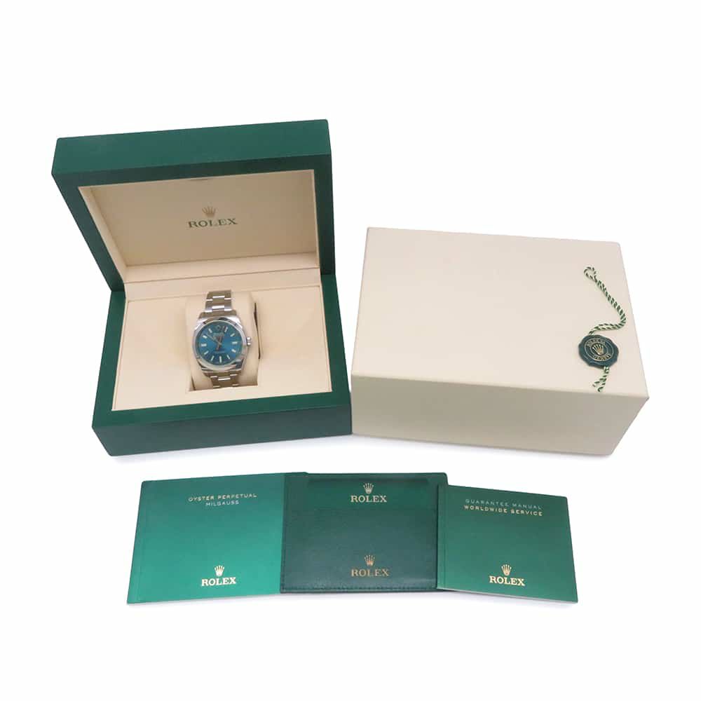 ロレックス ミルガウス グリーンガラス ランダムシリアル ルーレット 116400GV ROLEX 腕時計 Zブルー文字盤