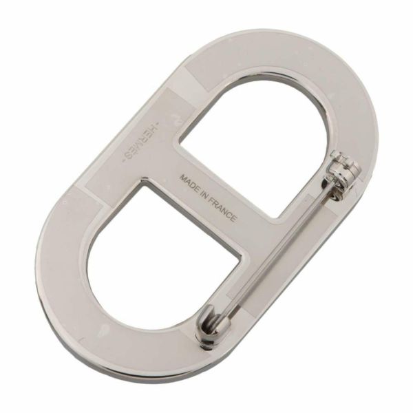 エルメス ブローチ シェーヌダンクル エタン/シルバー金具 ヴォーエプソン HERMES アクセサリー