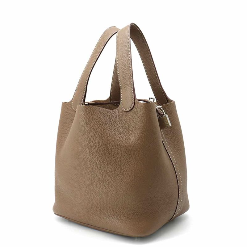 エルメス ハンドバッグ ピコタンロックMM エトゥープ/シルバー金具 トリヨンクレマンス Y刻印