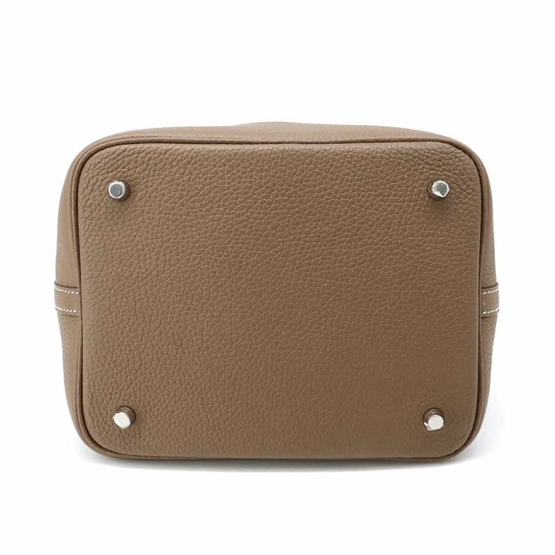 エルメス ハンドバッグ ピコタンロックMM エトゥープ/シルバー金具 トリヨンクレマンス Y刻印