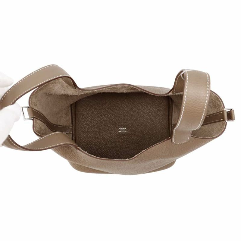 エルメス ハンドバッグ ピコタンロックMM エトゥープ/シルバー金具 トリヨンクレマンス Y刻印