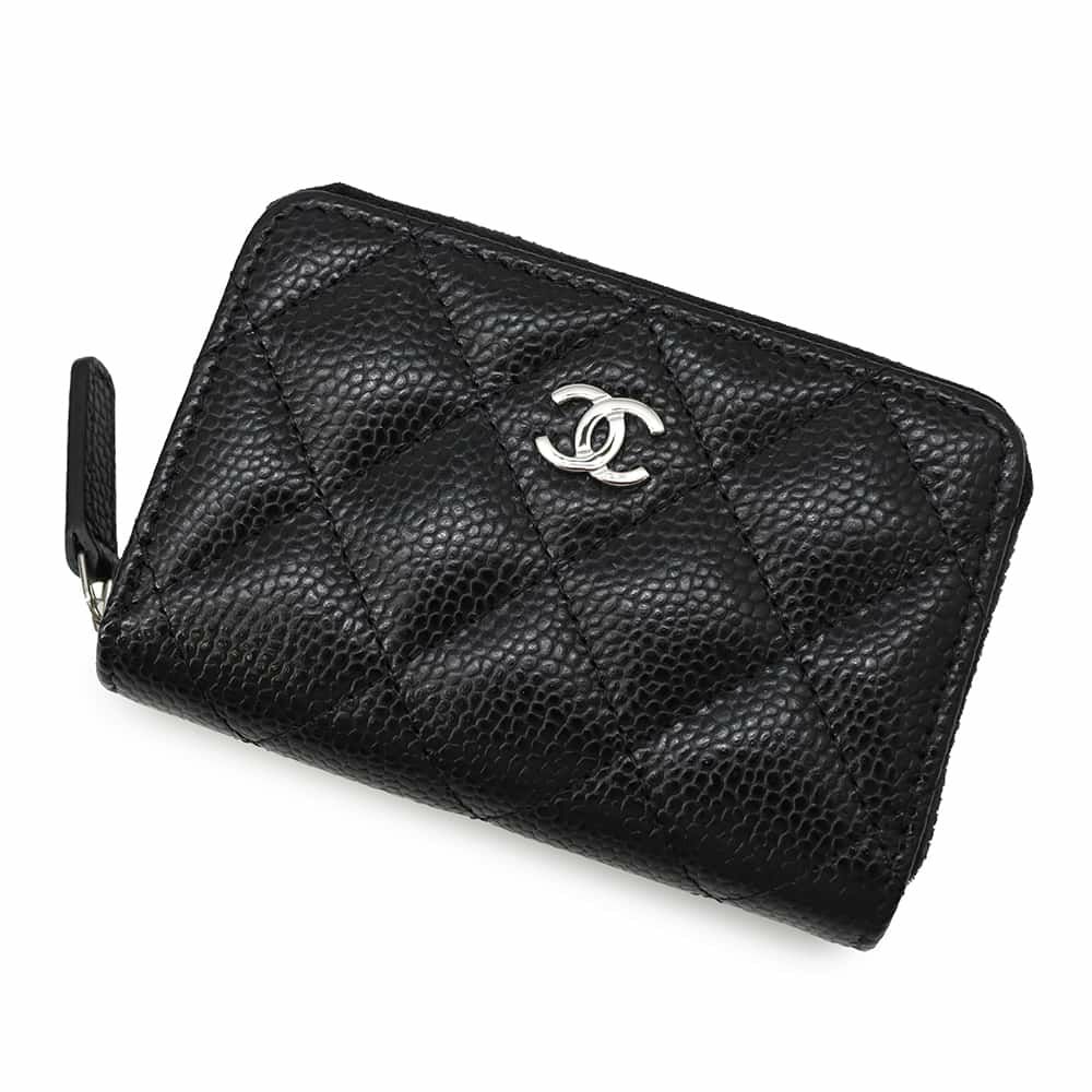 シャネル コインケース クラシック ジップコインパース マトラッセ ココマーク キャビアスキン AP0216 CHANEL 黒