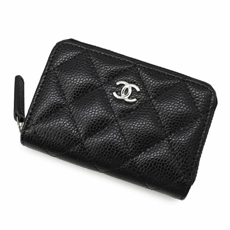 シャネル コインケース クラシック ジップコインパース マトラッセ ココマーク キャビアスキン AP0216 CHANEL 黒