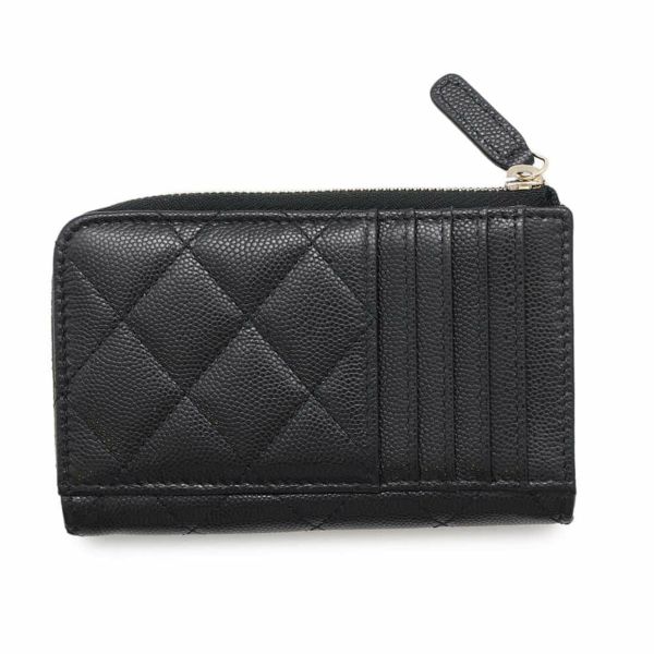 シャネル コインケース ココマーク マトラッセ キャビアスキン ストラス AP4558 CHANEL フラグメントケース カードケース 黒