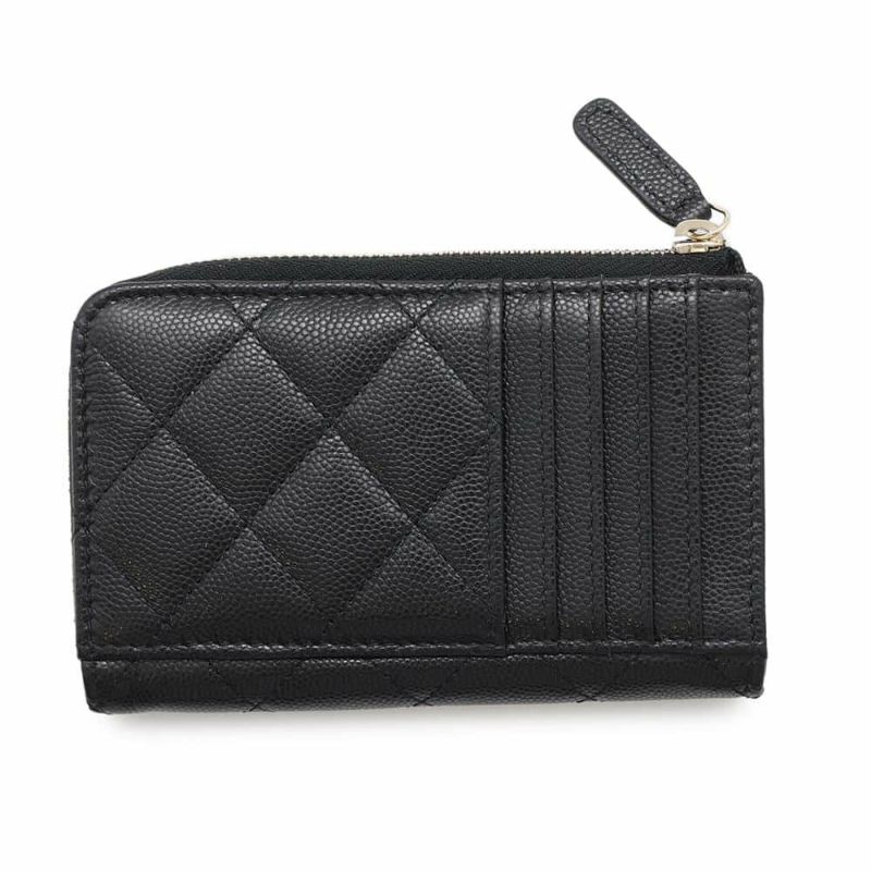 シャネル コインケース ココマーク マトラッセ キャビアスキン ストラス AP4558 CHANEL フラグメントケース カードケース 黒