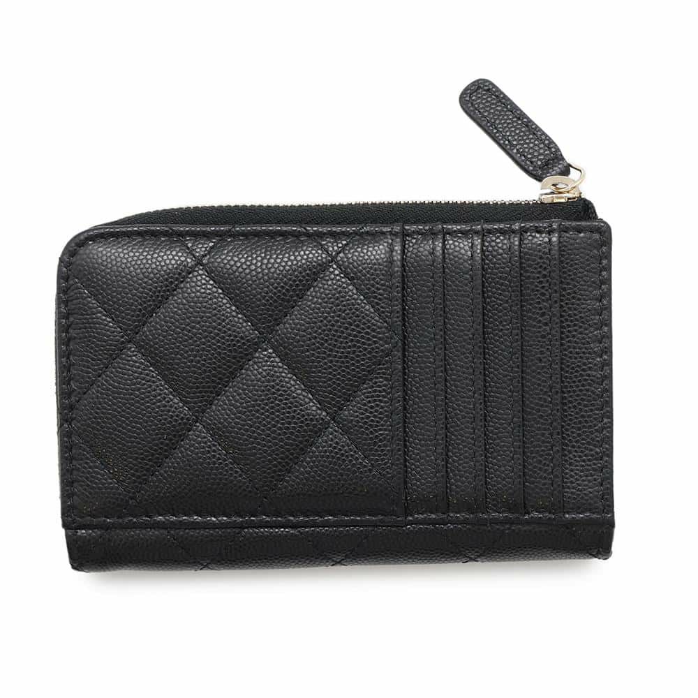 シャネル コインケース ココマーク マトラッセ キャビアスキン ストラス AP4558 CHANEL フラグメントケース カードケース 黒