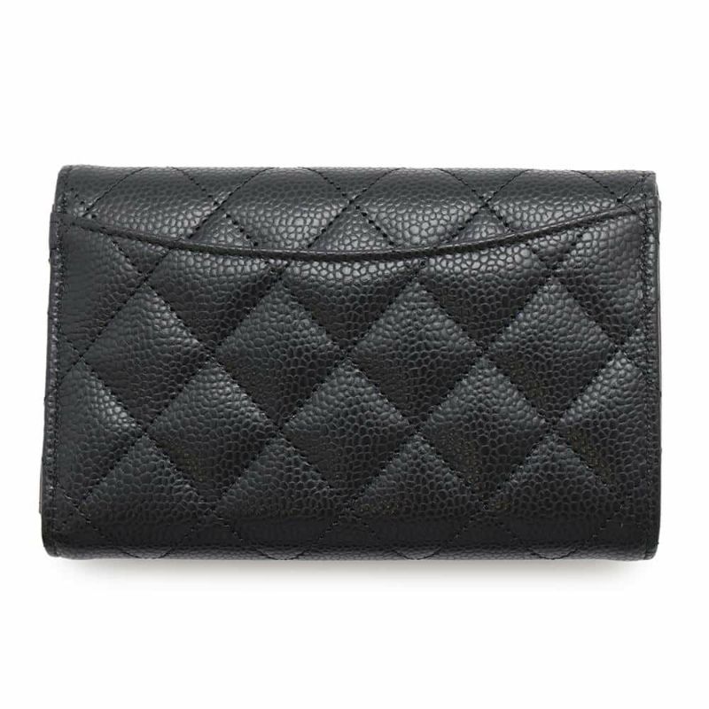 シャネル 財布 マトラッセ ココマーク キャビアスキン AP0232 CHANEL 三つ折り財布 ミディアム ウォレット 黒