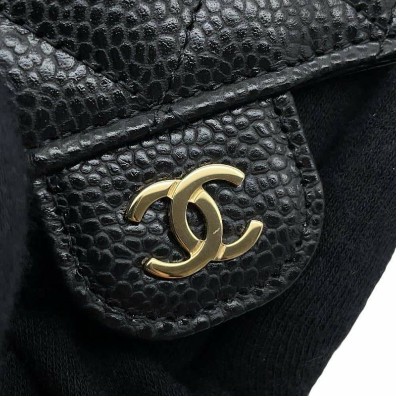 シャネル 財布 マトラッセ ココマーク キャビアスキン AP0232 CHANEL 三つ折り財布 ミディアム ウォレット 黒