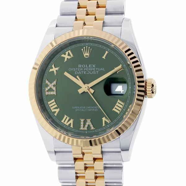 ロレックス デイトジャスト 36 126233 ランダムシリアル ROLEX 腕時計 オリーブグリーン/69ダイヤ文字盤